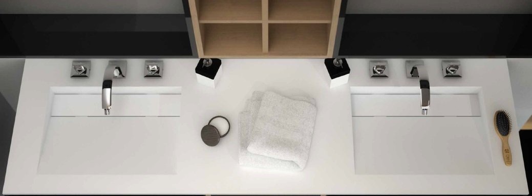 ENCIMERA BAÑO 121-130 CM TAPE 45X30 MURAL 2 SENOS FALDÓN (TEXTURAS PIEDRA Y LISO) - IBS 